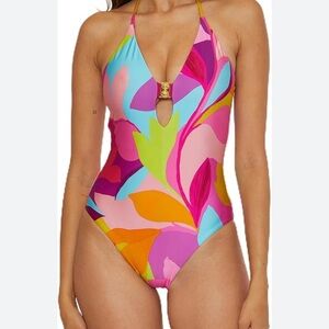 Women’s Vibrant Floral One-Piece Swimsuit size 10